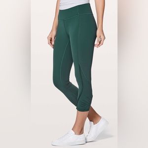 Lululemon Wunder Under Crop Hi Rise Pleat 21" Teal Shadow Sz 10 Luxtreme Pant